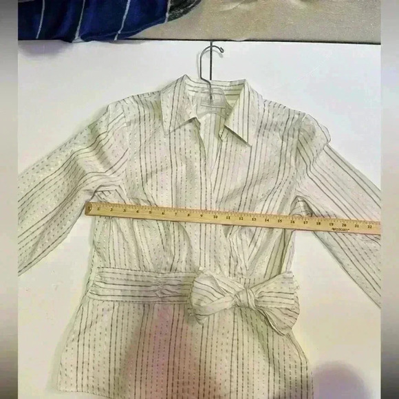 Vintage Striped Button-Up  Blouse with Waist Tie - Picture 3 of 9